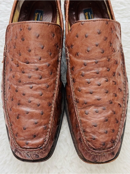 Stefano Ricci Ostrich Quill Genuine Brown leather Loafers Shoes size 9 main image 7